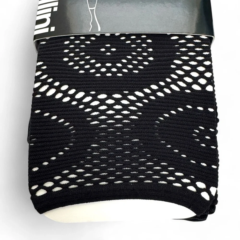 Emilio‎ Cavallini Large Circle Net Footless Tights Womens Size M/L Black